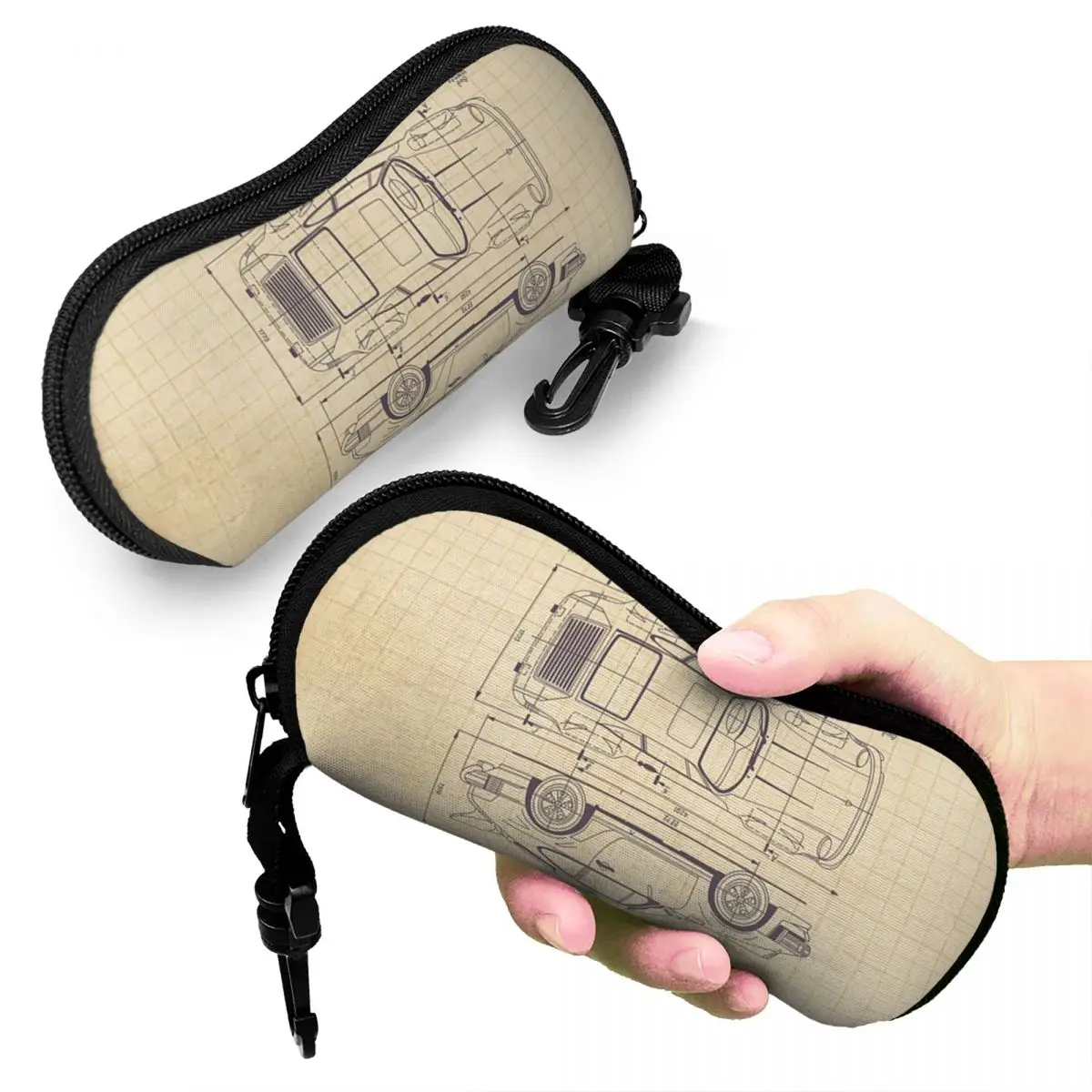 

911 930 Blueprint Shell Glasses Case Portable Sunglasses Box Women Men Soft Eyeglass Bag Pouch