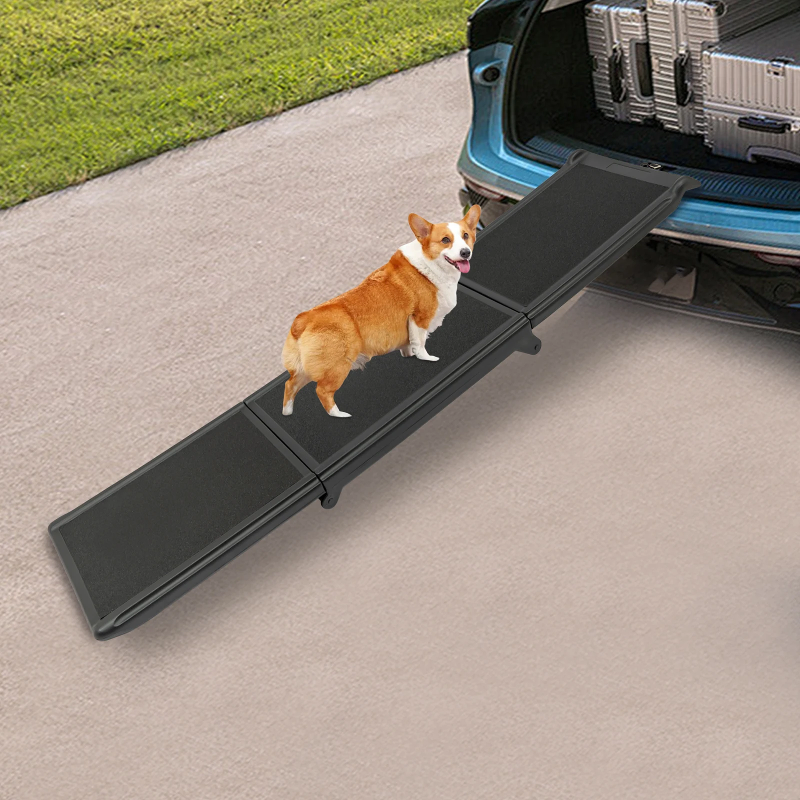 16.14*5.91In Dog Car Ramp Mat Foldable Portable PE Anti-slip Pet Car Ramps No Installation Anti Scratch Mat Car Stairs W/Hook