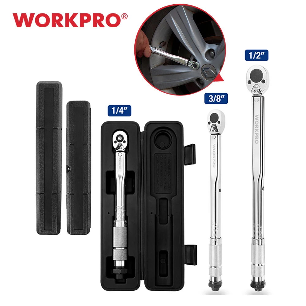 WORKPRO 1/4\'\' 3/8\'\' 1/2\'\' Square Drive Torque Wrench 5-100 Ft-lb Two-way Precise Ratchet Wrench Repair Spanner Key