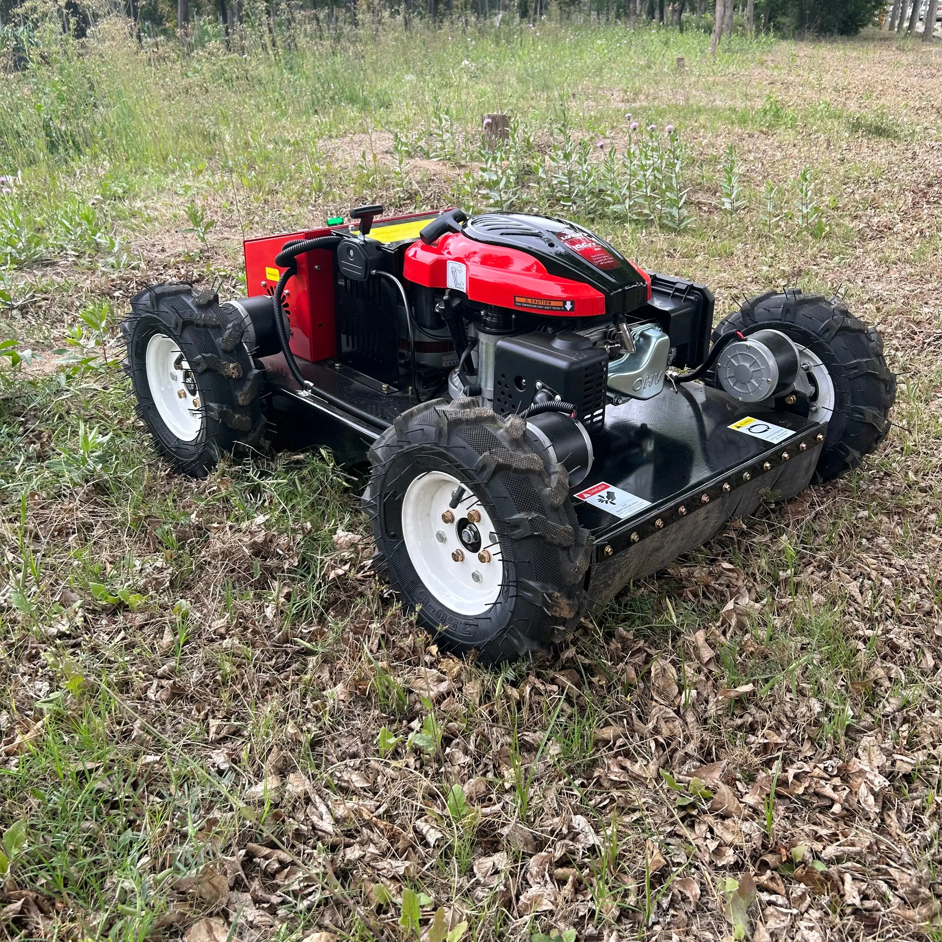 Woer Grass Cutter Wheel New Design Cutting Width Remote Control Crawler Lawn Mower Grass Cutter Mini