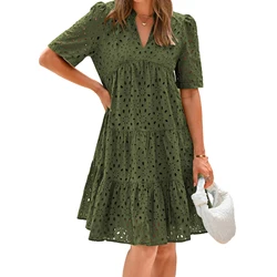 Elegant Off Shoulder Backless Party Sundress Women Elegant V Neck Ruffle Sleeveless Dress Summer Lace Mesh Spliced Long Dresses