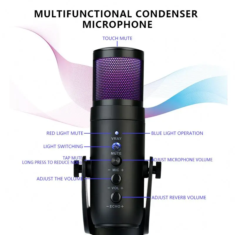 Profesjonalny mikrofon MU900 Rgb z certyfikatem CE