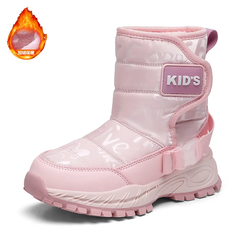 Children Boots Fashion Winter Warm Plush Kid Snows Shoes Fur Waterproof Non-slip Outdoor Sports Ankle Boots for Girl