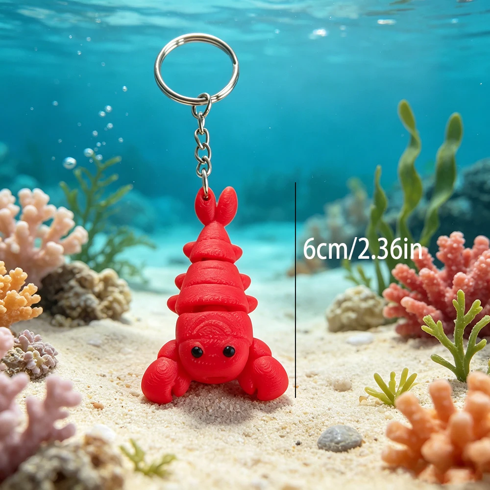 3d Printed Cute Crayfish Keychain With Fantasy Theme Design, Movable Backpack Pendant, Mobile Phone, Car, Etc