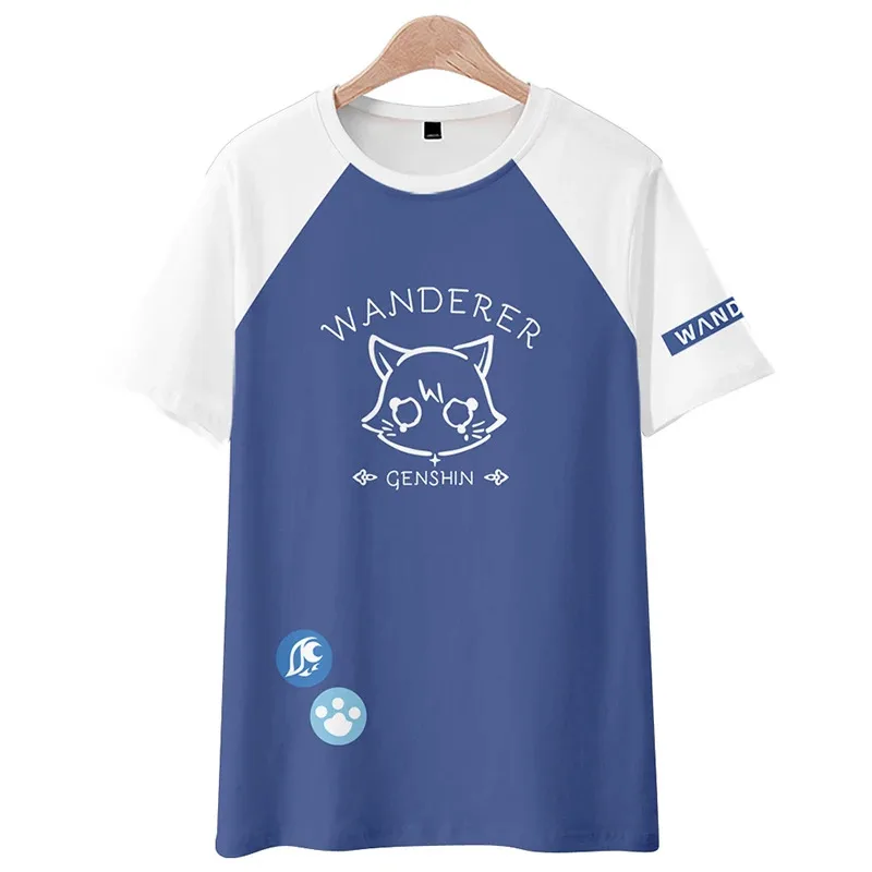 Футболка для косплея Genshin Impact Wanderer Scaramouche унисекс, полиэстер с 3D принтом, топы с короткими рукавами, модная футболка