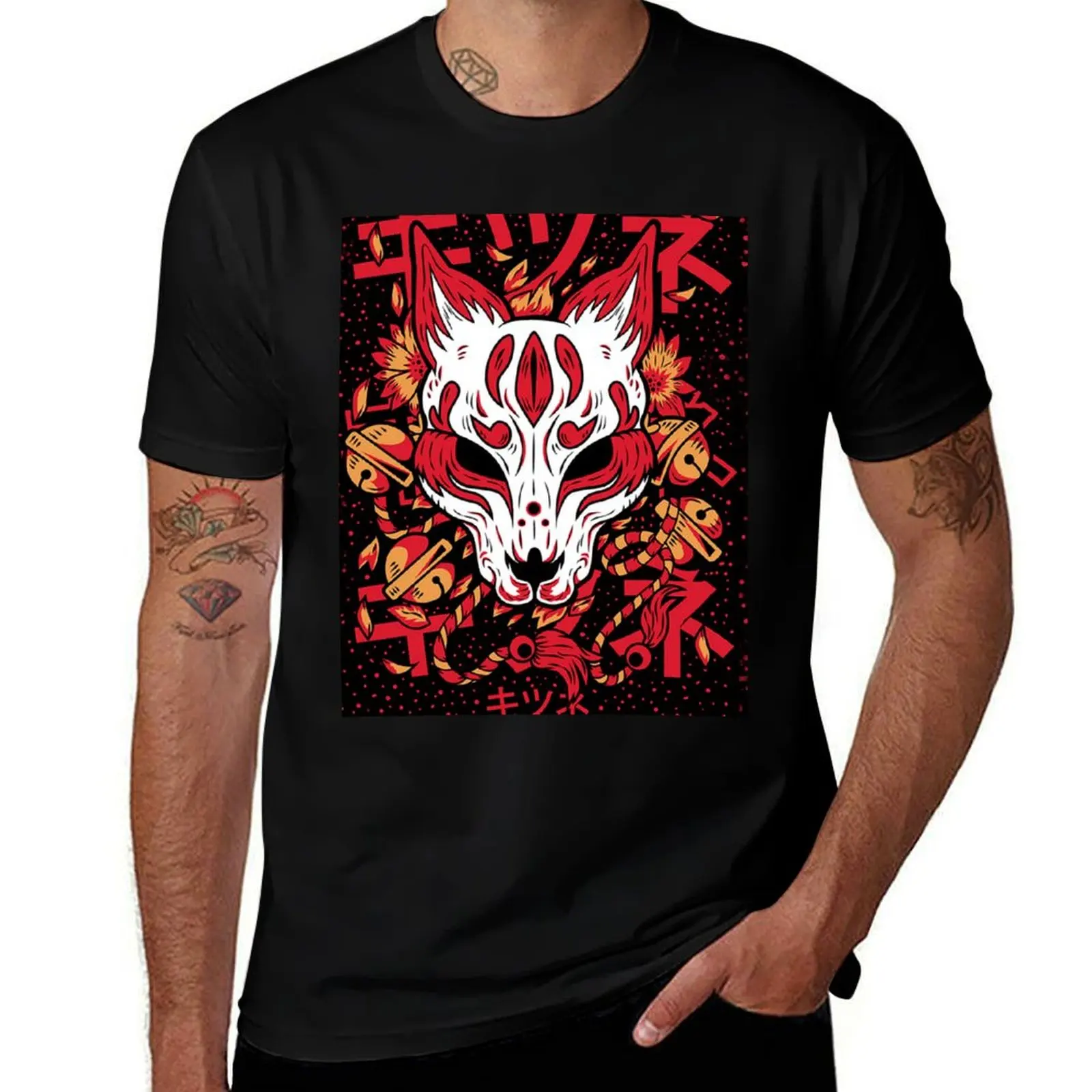 

Kitsune Yokai Fox T-Shirt Holiday Casual Short Sleeve Top