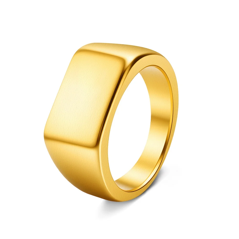 10-mm-Siegelring aus Edelstahl für Herren, silberfarben gebürstetes quadratisches Band, klassischer matter Statement-Schmuck, modernes Alltagsgeschenk – Detail 6