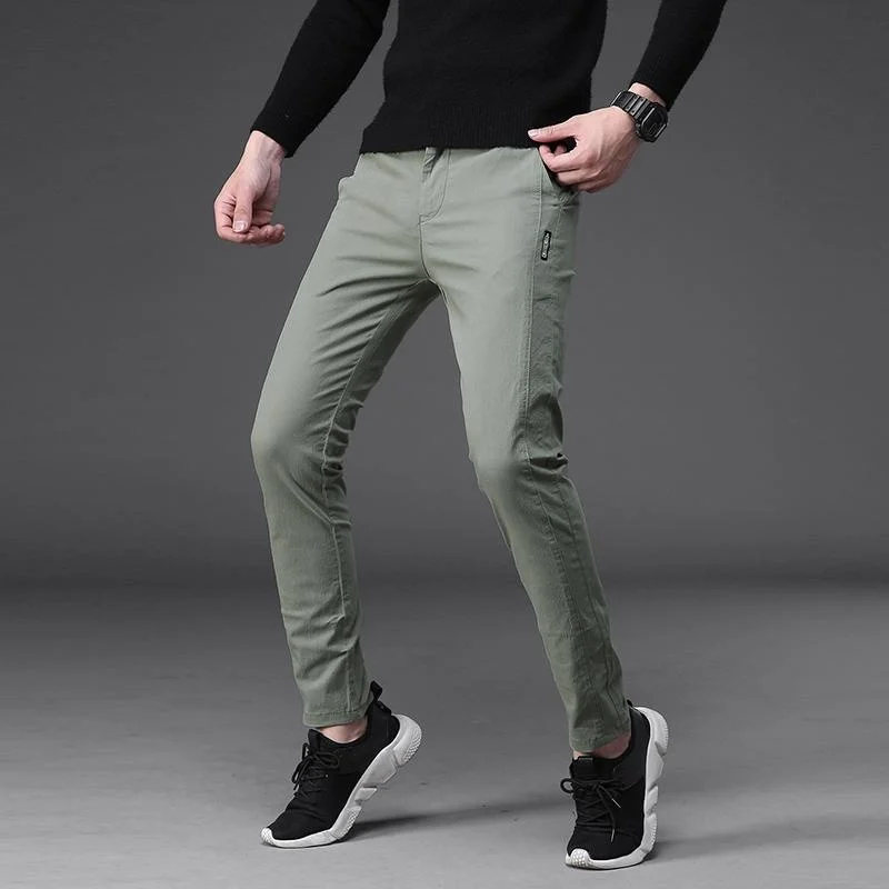 Pantalones de lápiz informales de negocios para hombre, traje ligero recto ajustado, pantalones de senderismo, moda