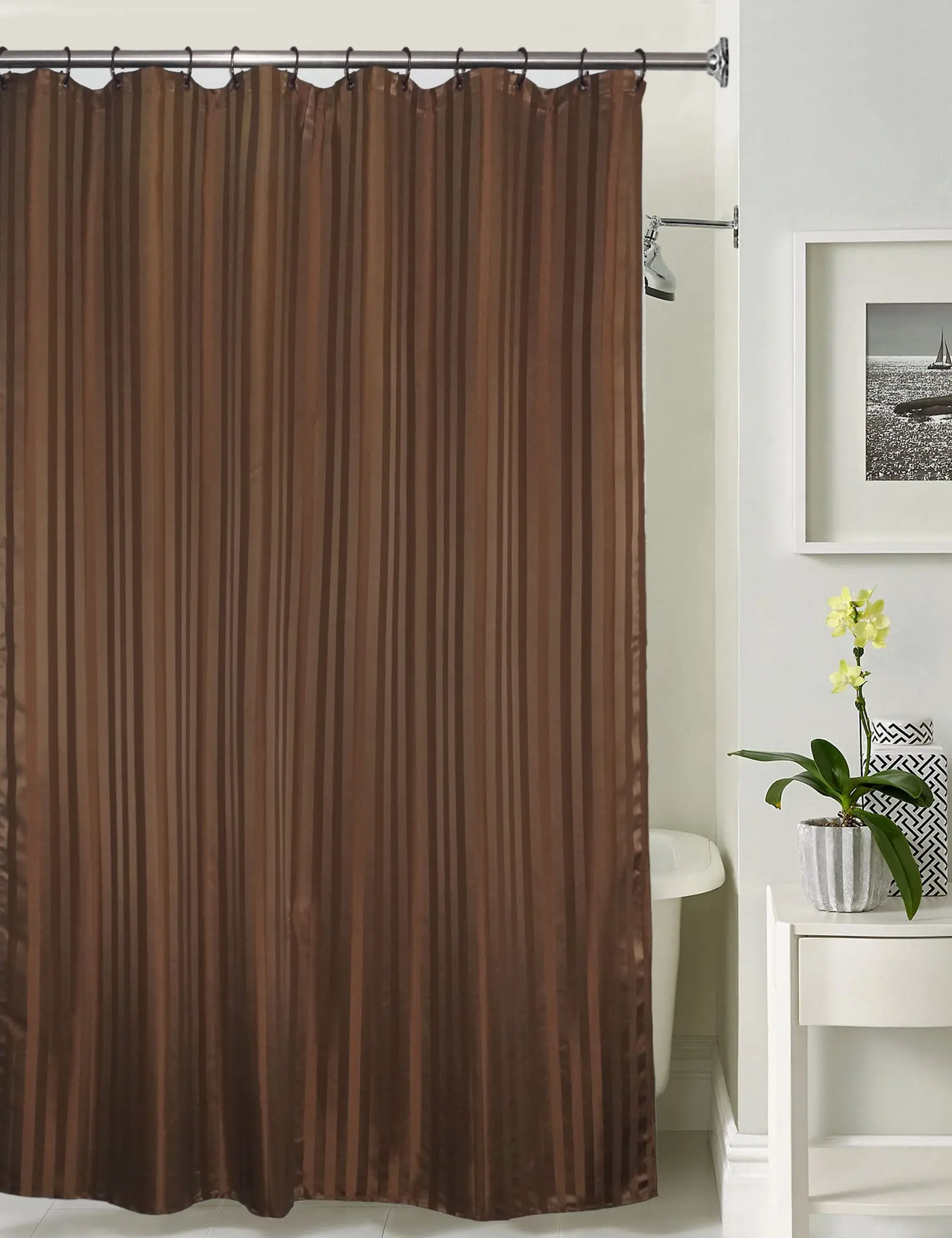 Shower Curtain with Hanging Ring Polyester Fabric Extra Long 84 x 84 Inch, Shower Curtains for Spa Hotel Bathroom