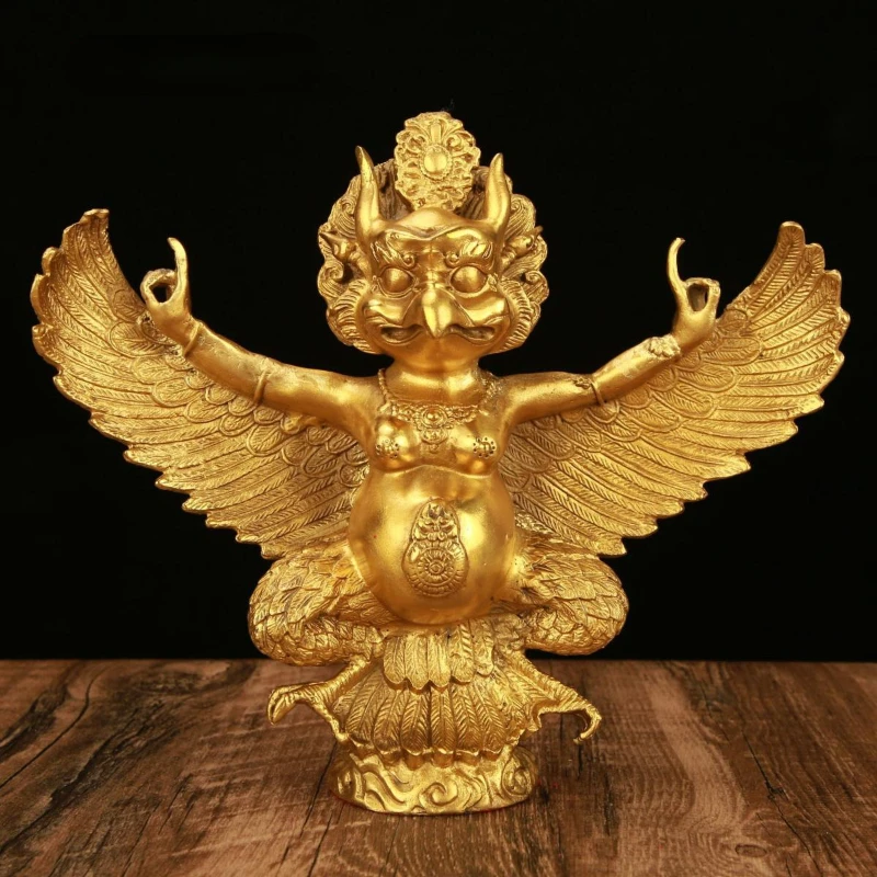 

Brass Lei Zhen Zi God Statue Ornaments Gold-winged Roc Bird Home Living Room Decorative Crafts Sculptures