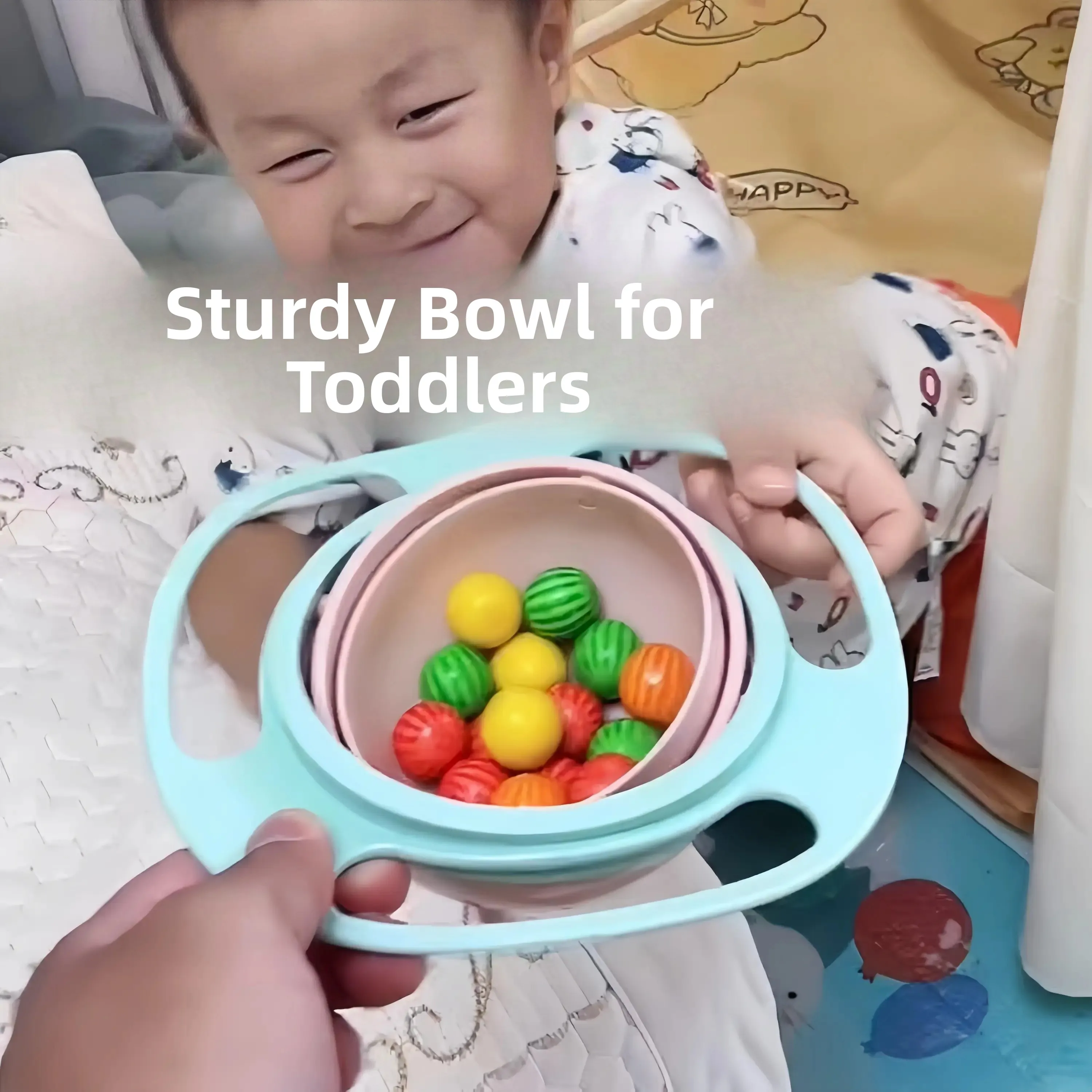 

360-Degree Rotating Spill-Proof Flying Saucer Bowl Balanced Design for Baby Eating Mealtime Essential Simple Style PP Material