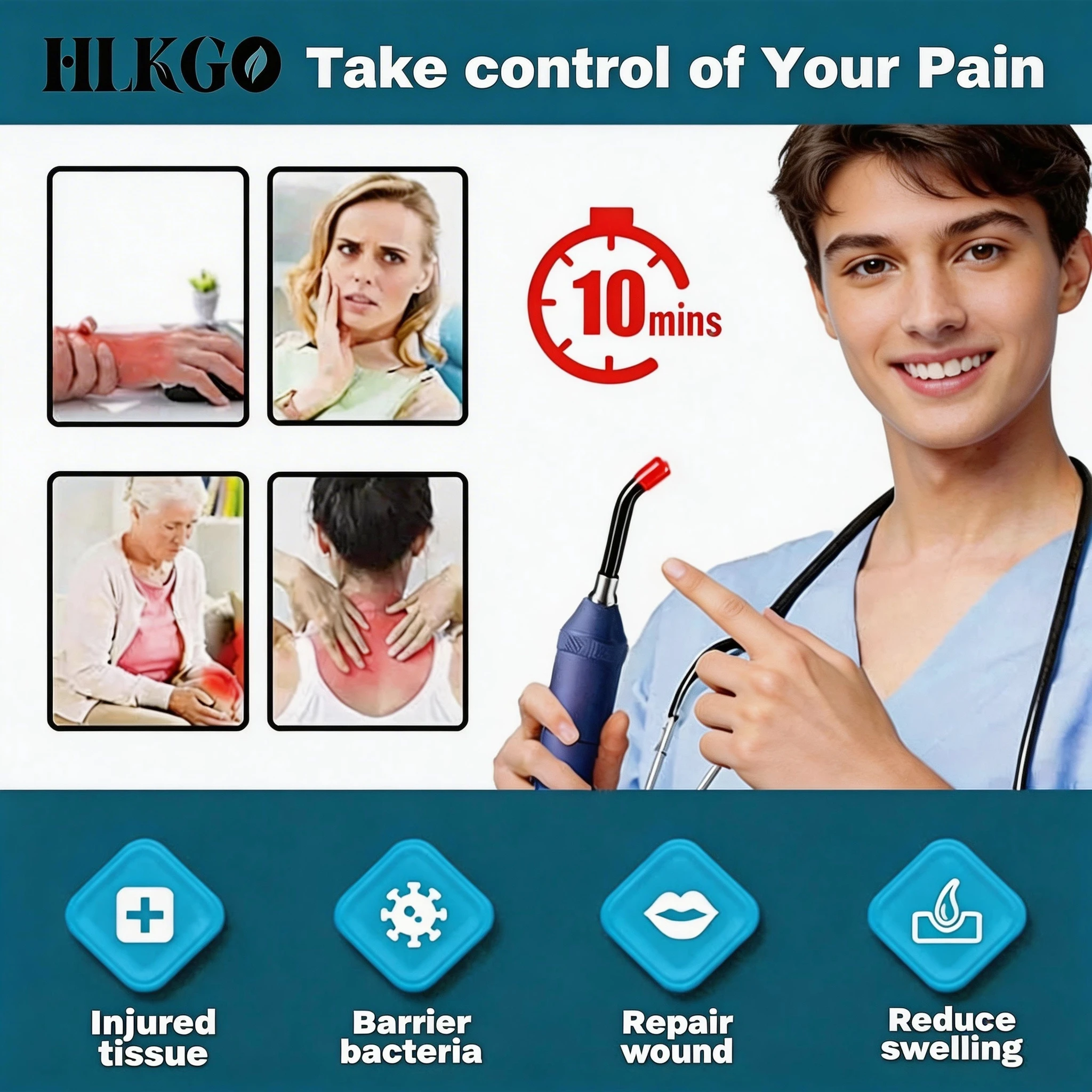 Portable Cold Sore Treatment Device 660nm 850nm Red Near Infrared Light Therapy for Oral Herpes Skin Care