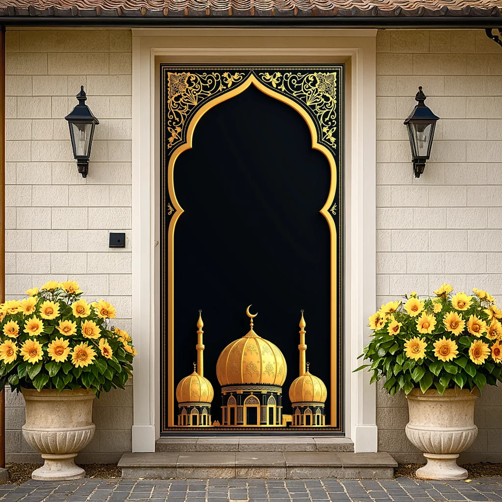 Ramadan Eid Mubarak Decoration Prayer Backdrop Curtains Wall Hanging Decor Indoor Outdoor Banner Ramadan Room Background