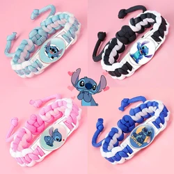 Disney Lilo & Stitch Anime Bracelet Printed Stitch Cute Toys Hand Knitted Accessories Bangles for Women Jewelry Christmas Gifts