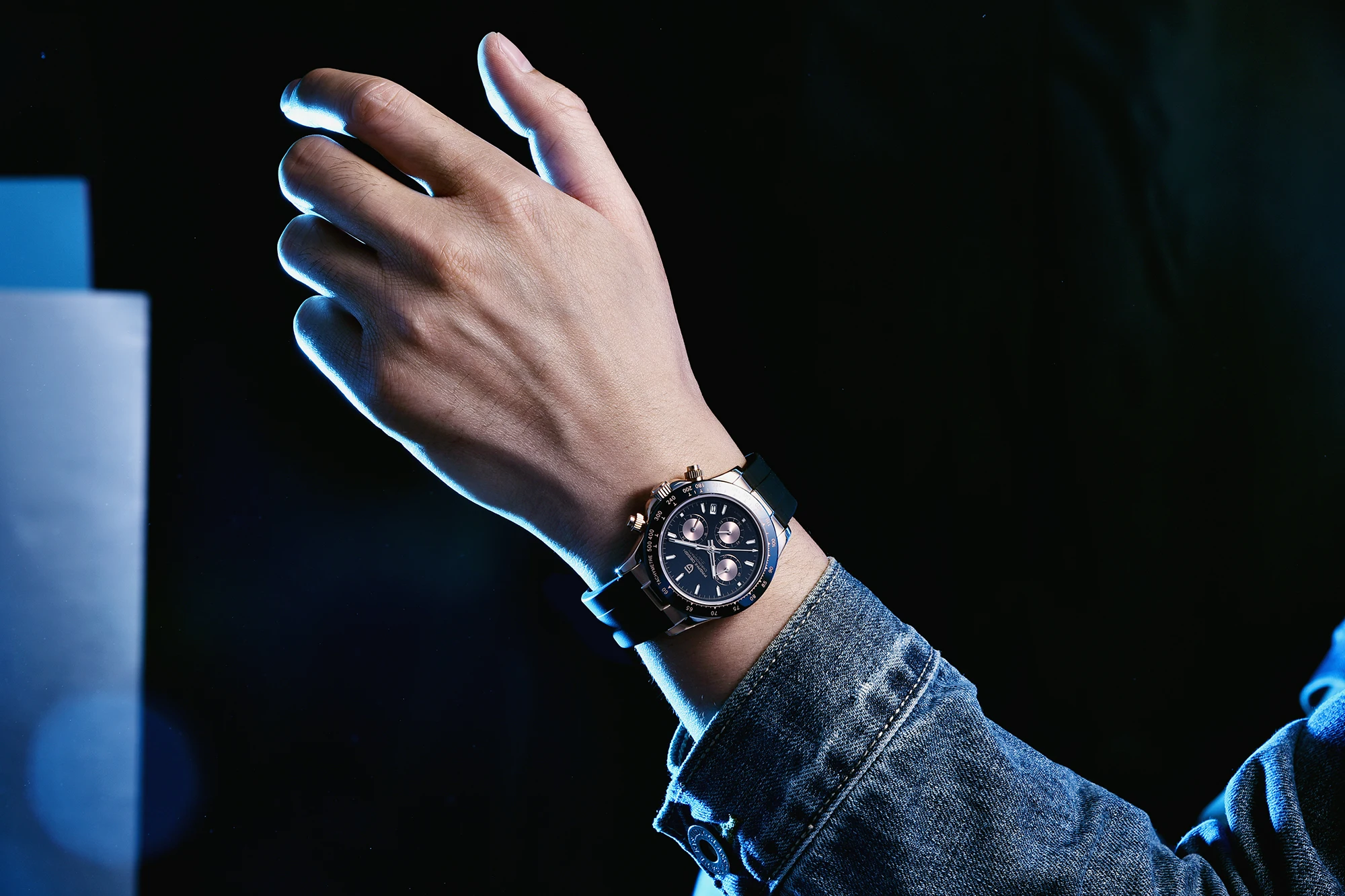 PAGANI DESIGN New Gold Blue Luxury Quartz Watch For Men Gift Box VK63 Movt Chronograph Sapphire Crystal Stainless Steel Watch