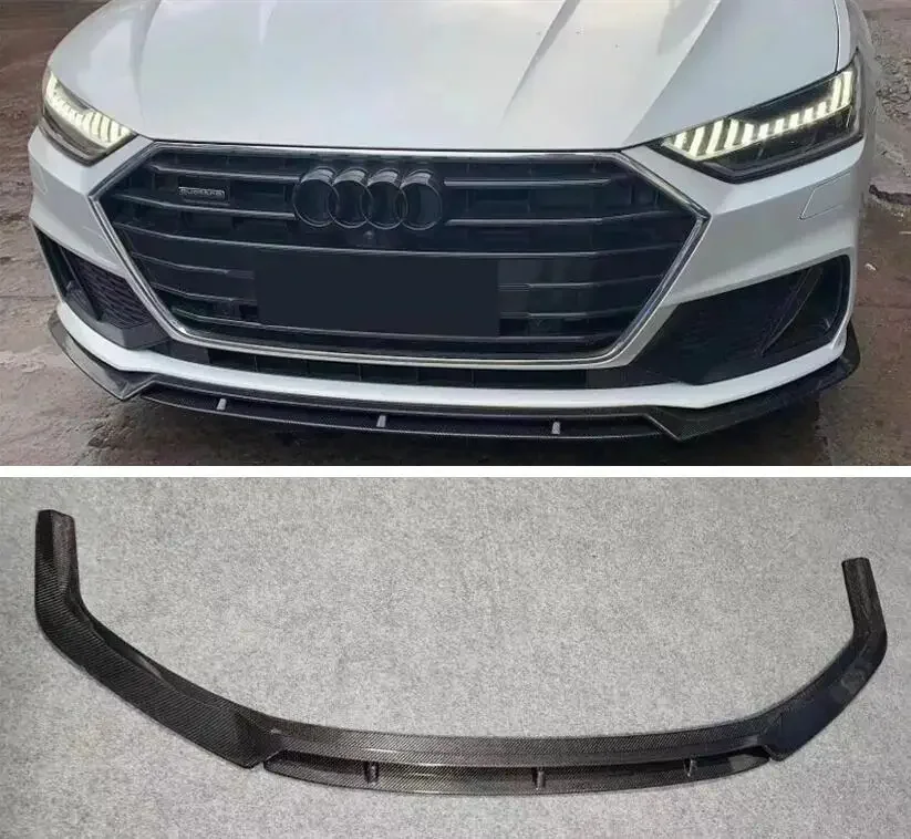 CARBON FIBER Front Bumper Lip Splitters Cup Flaps Cover For AUDI A7 S7 C8 2019 2020 2021 2022