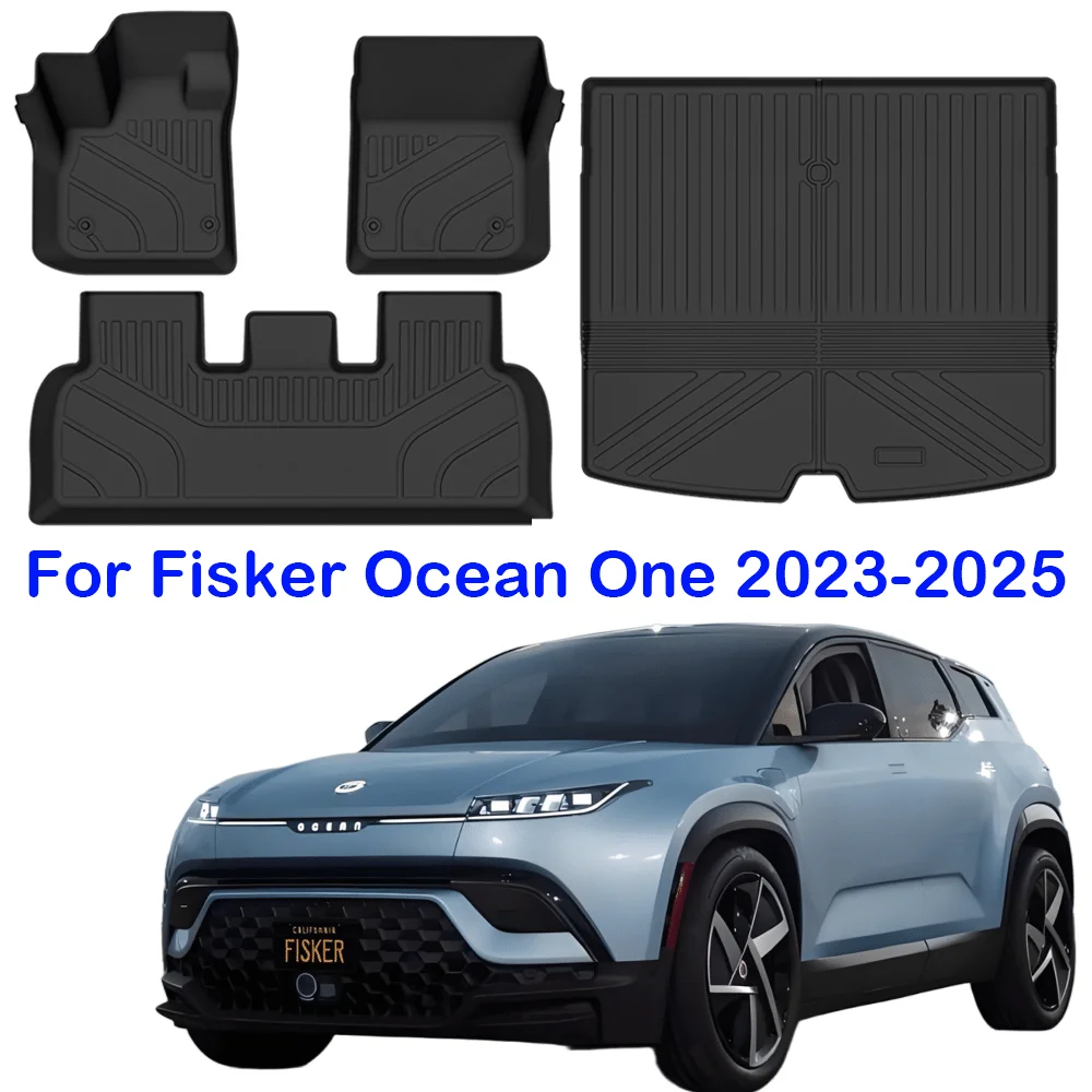 

For Fisker Ocean One 2023-2025 Floor Mats Trunk Mats, All Weather Protection TPE Floor Mats Cargo Mat Cargo Liner Accessories