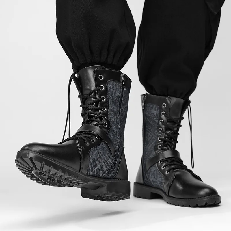 Botas de moto para hombre, suela de goma, antideslizantes, para montar en moto