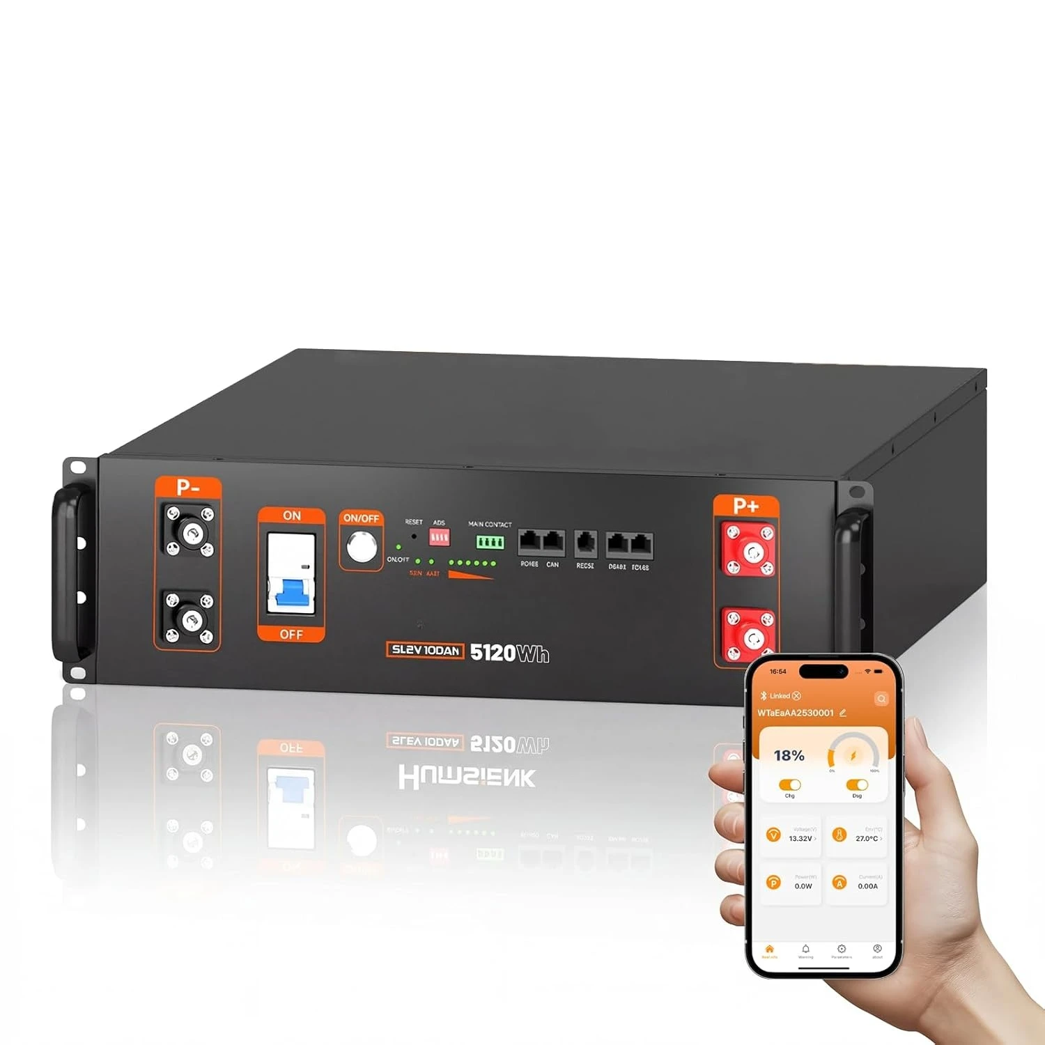 

48V 100Ah LiFePO4 Battery 3U Rack Active Balancing 5120Wh Bluetooth 100A BMS Off-Grid Solar Home Backup, Custom