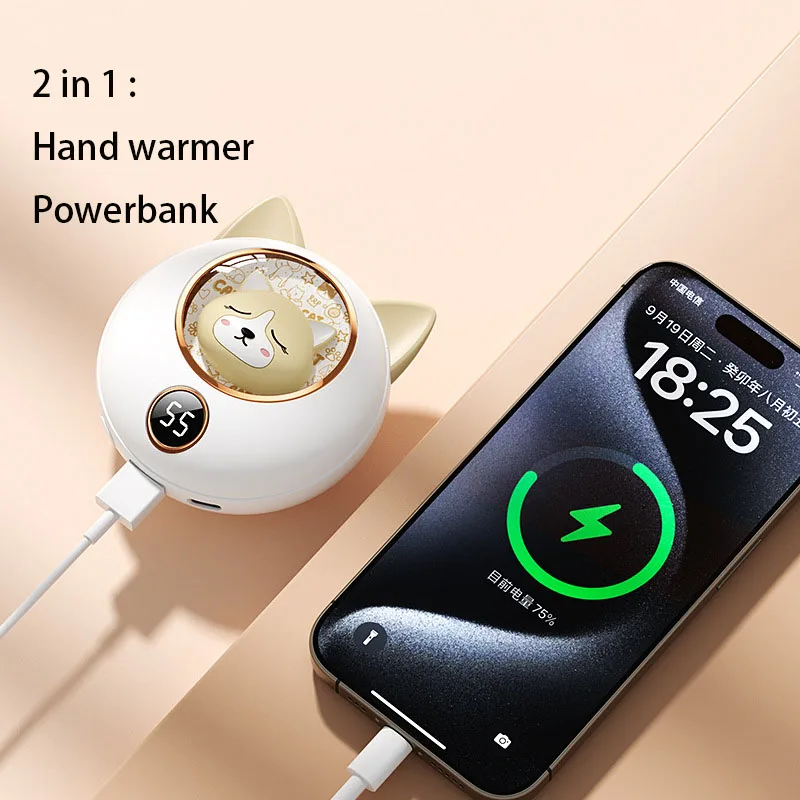 Battery Heater Rechargeable pocket hand warmer 2 In 1 4000mAh Warmer Hand portable Power Bank USB Warmers Winter Handheld