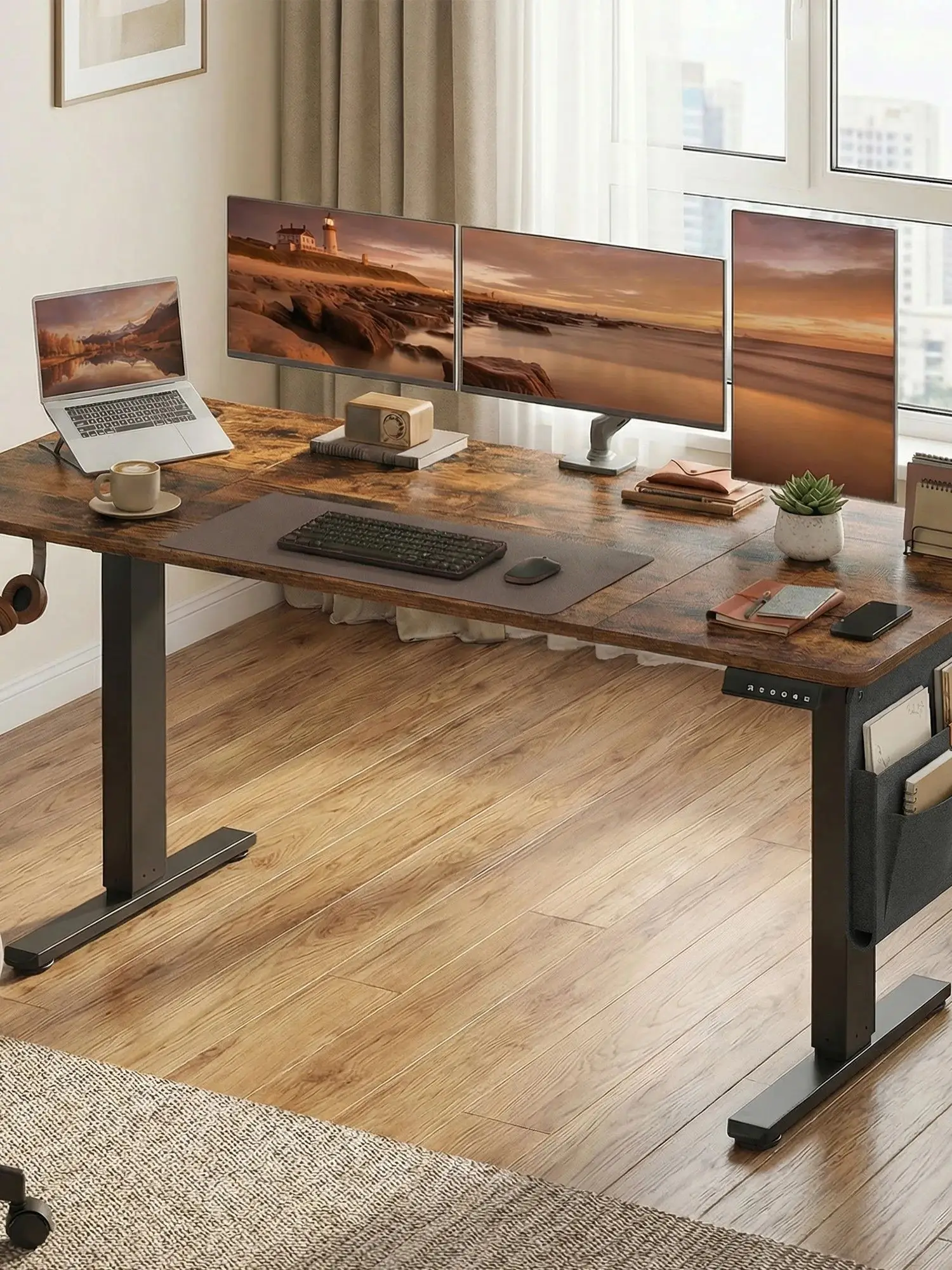 SONGMICS Höhenverstellbarer Schreibtisch, 160 x 70 cm, Memory-Funktion, USB-C-Anschluss