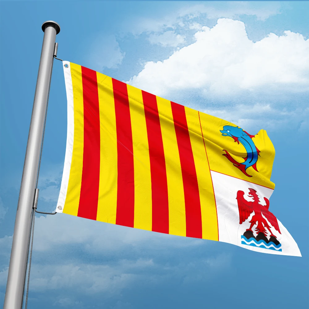 Bandera de poliéster de 3 pies x 5 pies, bandera de la región de Francia, Provenza, Cote d'Azur, 90x150cm, doble costura personalizada para interiores y exteriores