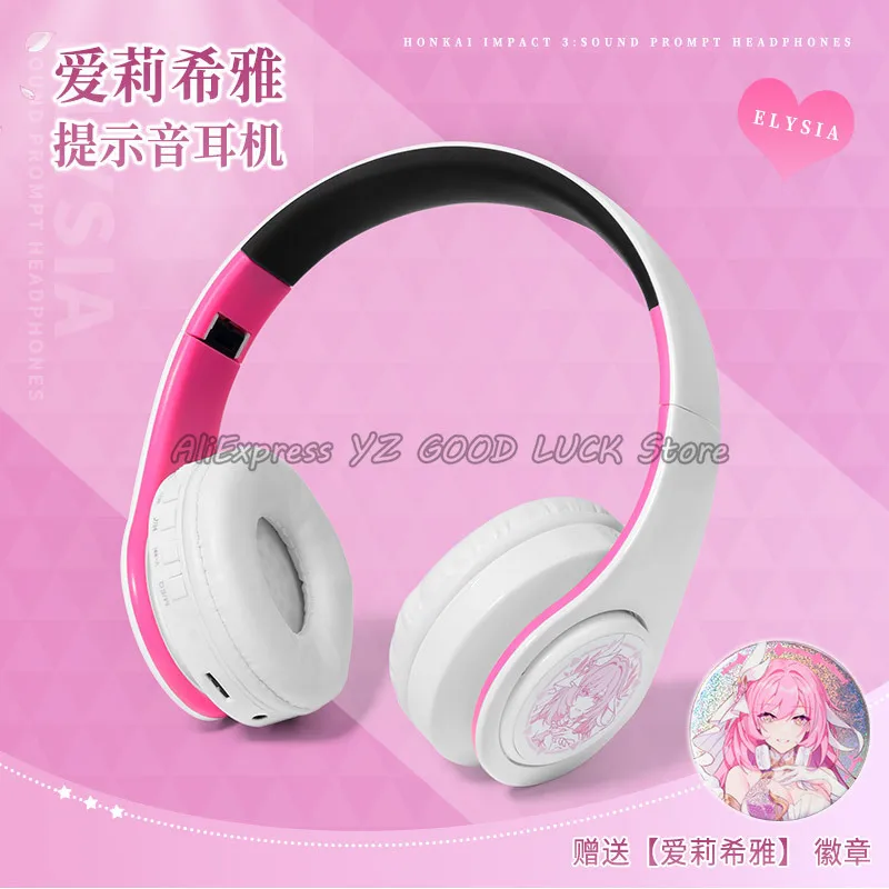 

Game Honkai Impact 3 Elysia Noise Reduction Bluetooth Earphones Head Mounted Elysia Wireless Earbuds 5.3 HD for Android