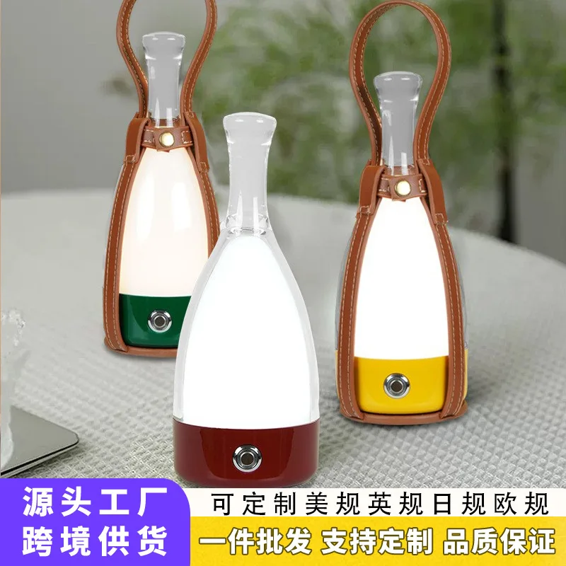 

Portable wine bottle lamp light luxury creative bedroom bedside advanced sense lamp Internet celebrity clear bar model room deco