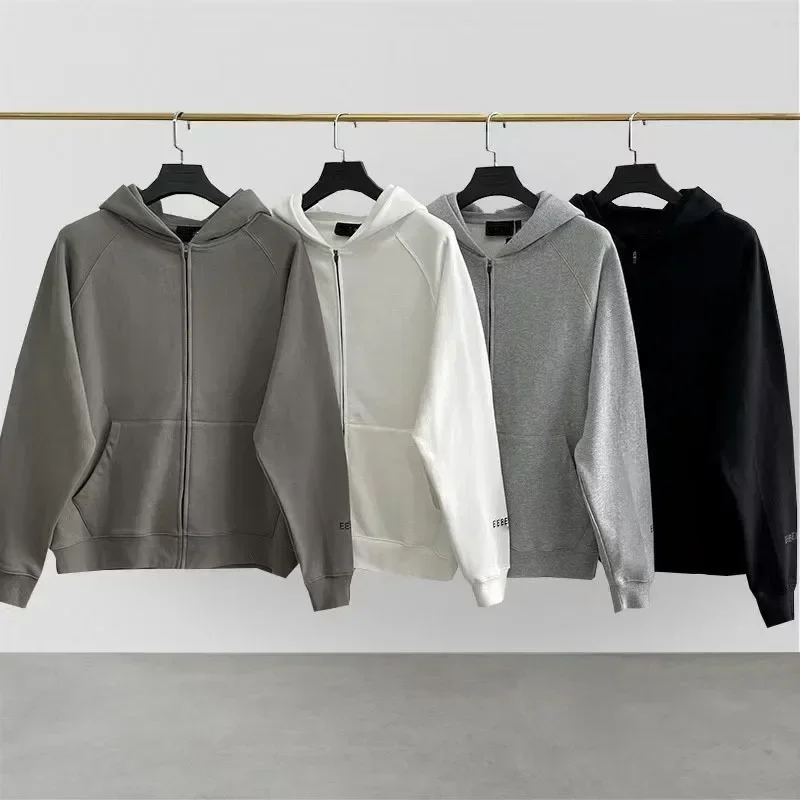 

Classic Men's Zipper Hoodies Luxury Design Reflective Letter on The Back Zipper Hoodies Fashion Cuffs Letters Couples Hoodies