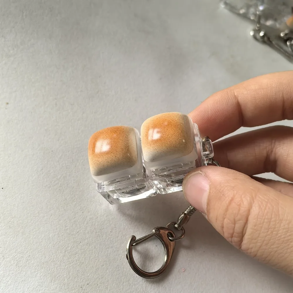 Caramel Bread Design Fidget Keychain DIY Keyboard Keycap Finger Keyboard Cap Pass The Time Keys Button Button Keycap Keychain