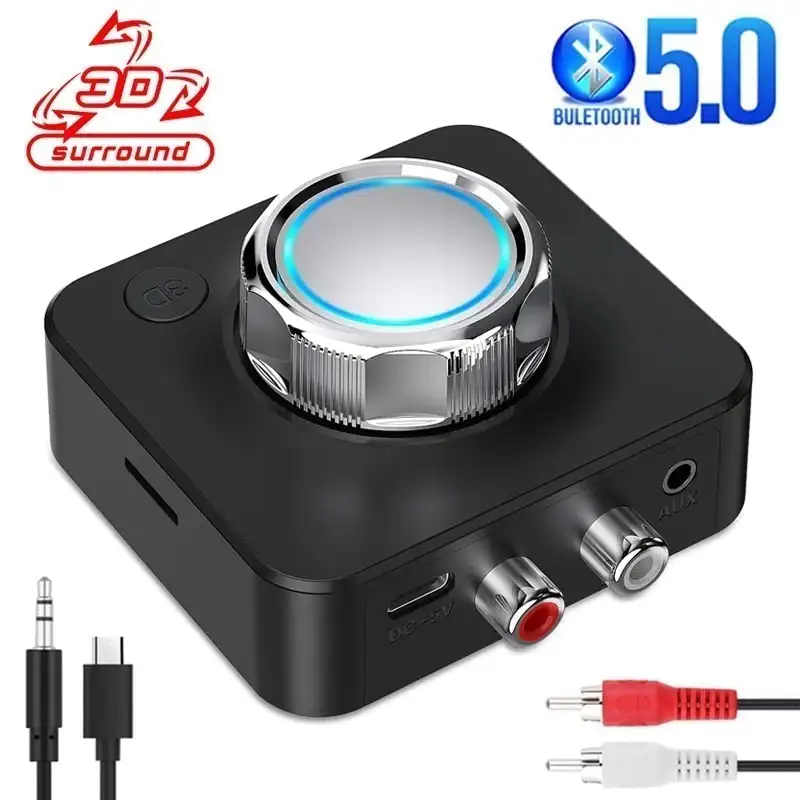 

Bluetooth 5.0 Audio Receiver 3D Stereo Music Wireless Adapter TF Card R/L RCA 3.5mm AUX Jack For Car kit Wired Speaker/Headphone