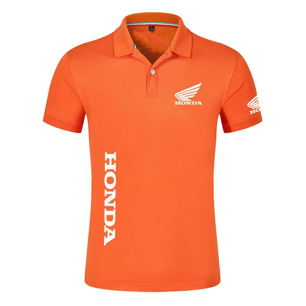 2025 Summer Honda Logo Men's Casual POLO Shirt Breathable Lapel Top Fashion Motorcycle, Racing Print T-shirts