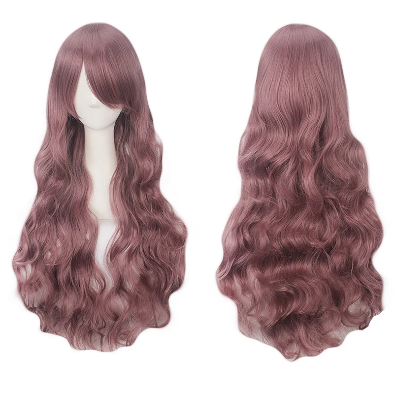 A 32-Inch Curly Wavy Cosplay Synthetic Wig With Bangs Is Suitable For Playing Halloween Costumes Like Lolita In Anime And Games