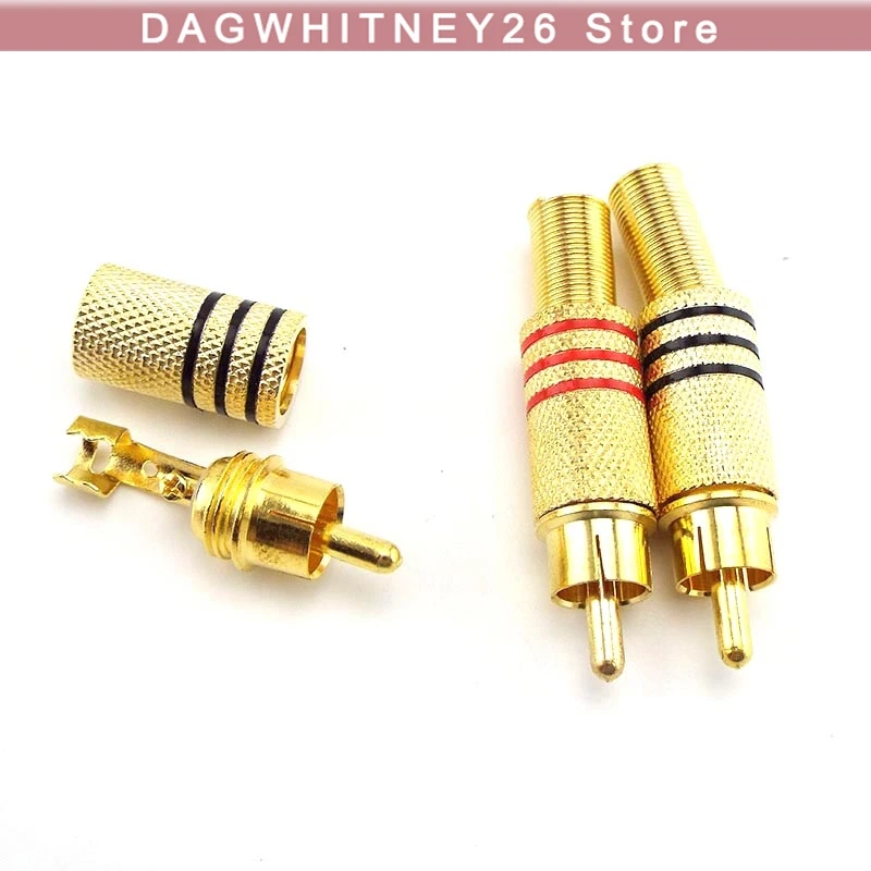 RCA Connector Male Jack Plug AV Plugs For PC Audio Vedio Welding DIY Parts Gold Red Black Metal Spring U26