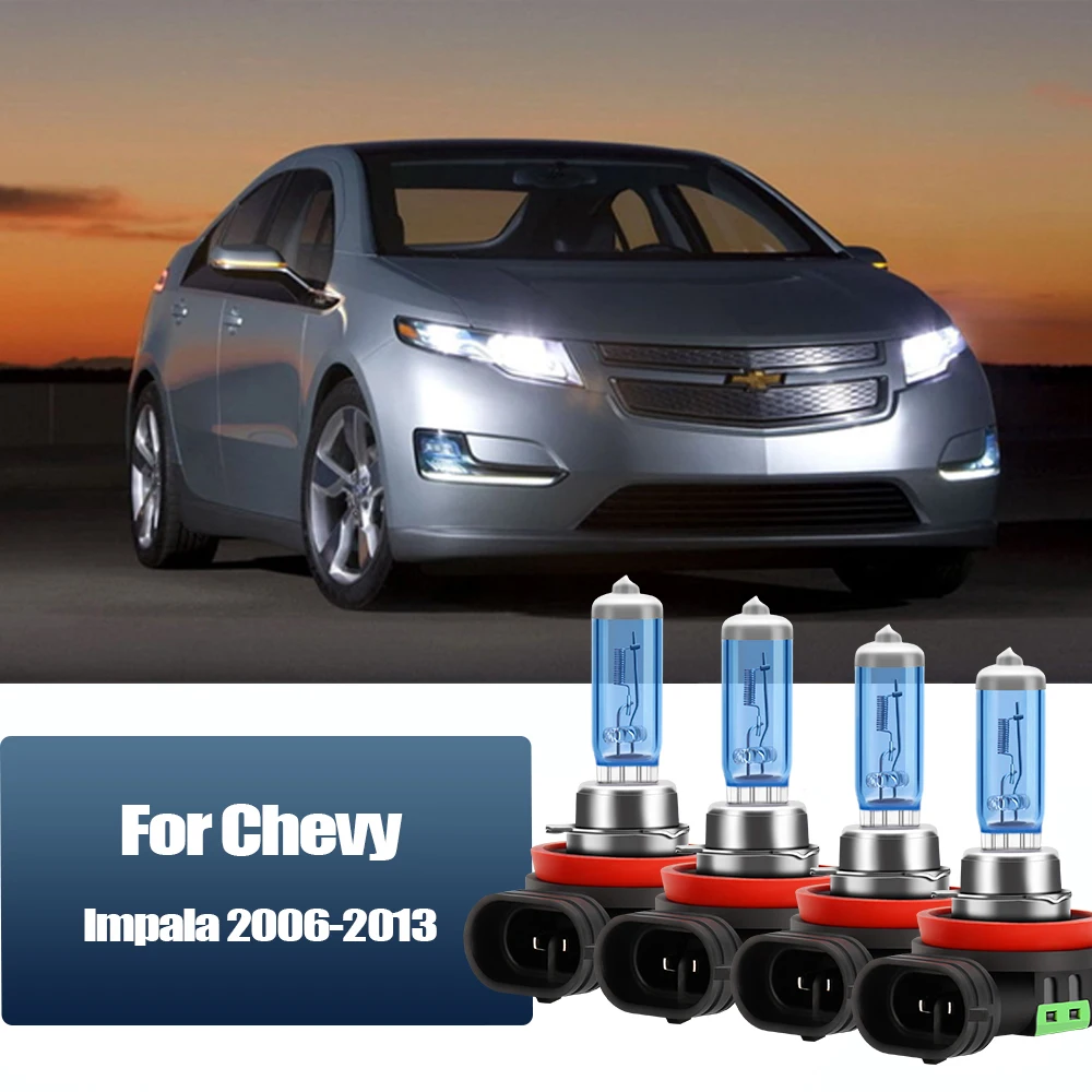 

2/4pcs For Chevy lmpala 2006 2007 2008 2009 2010 2011 2012 2013 100W Power Halogen High Low Lights 6000k Super White 12-24v