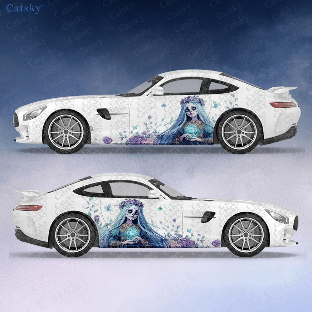 2pcs Magic Aura Girl Car Side Decals, Self-Adhesive PVC Waterproof & Scratch-Resistant Stickers, Fashionable Decals