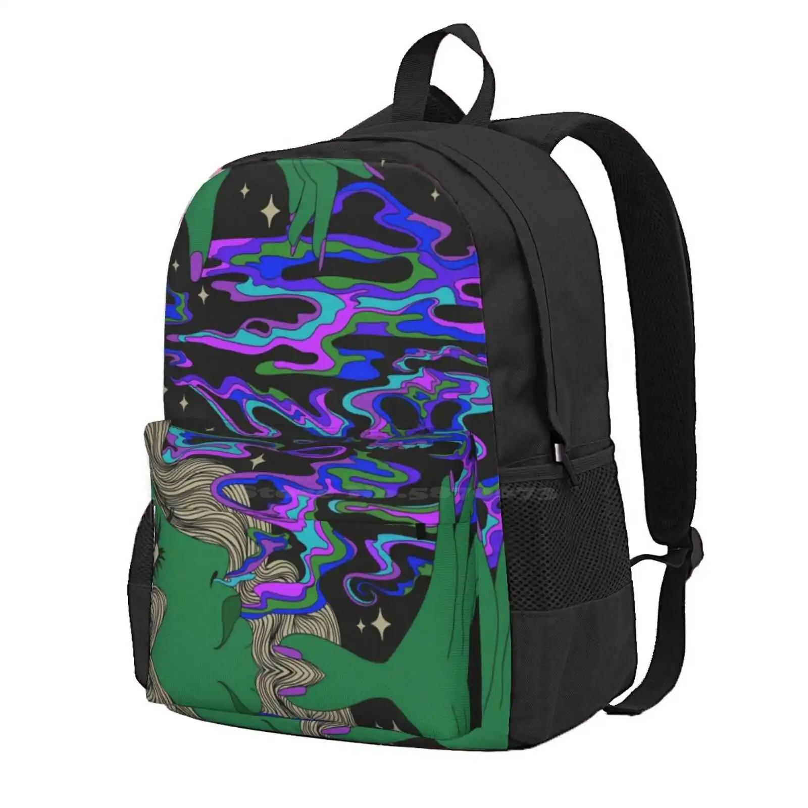 I Put A Spell On You Hot Sale Schoolbag Backpack Fashion Bags Witch Retro Groovy Psychedelic Spooky Spell Magic Halloween