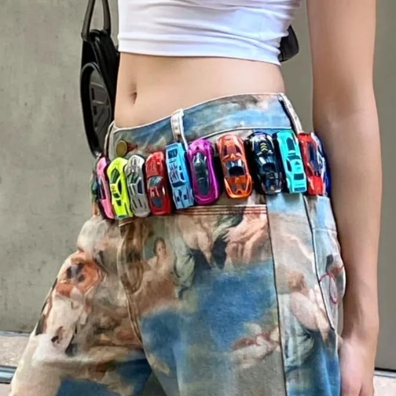 Multi-function and Fashion Y2K Personality Colorful Car Waist Belt Chain Punk Youth Style Belt with Sense Ins Versatile Jeans
