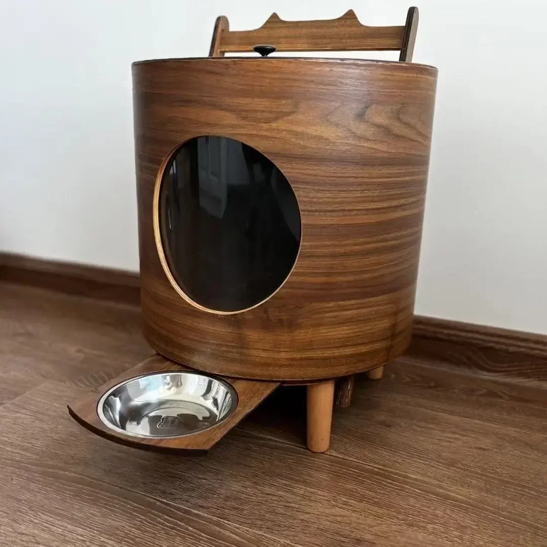 Cat and dog food dispenser wooden