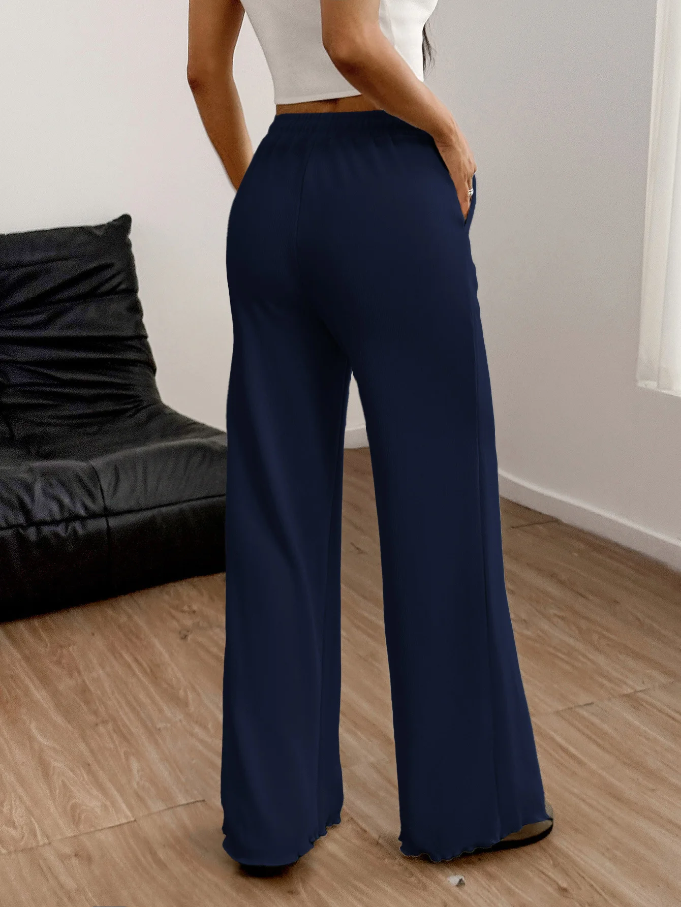 Spicy girl style drawstring straight leg pants, fashionable and casual, new women's clothing for spring and summer 2025