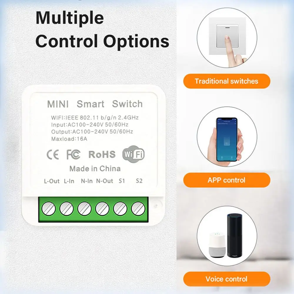 Tuya WiFi Smart Switch Module 16A Wireless DIY Light Switch Support 2 Way Control Smart Life APP Alexa Google Home Voice Control