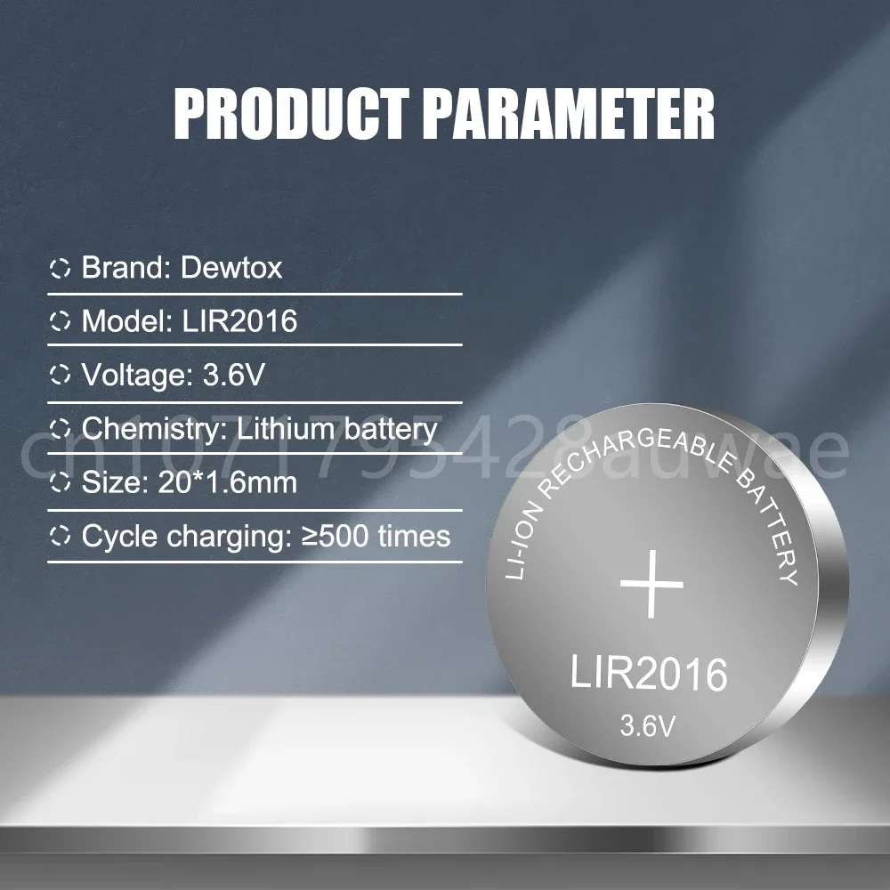 Li-Ion Rechargeable Button Cell LIR2016 Recharged 500 Times Replace for Car Keys CR2016 Battery 3.6V Batteries