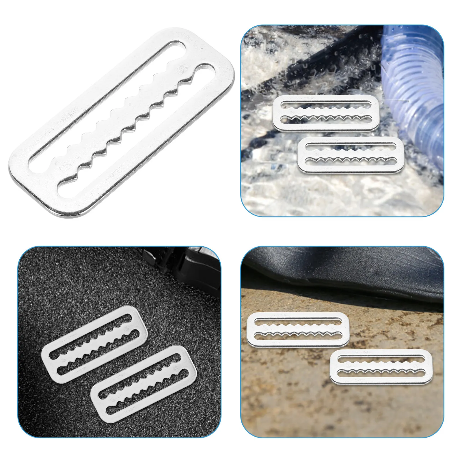 

5 шт. зубчатых D-образных пряжек из нержавеющей стали 316 для ремней для дайвинга, снаряжения для снорклинга, фиксаторов для строп, аксессуаров для подводного плавания