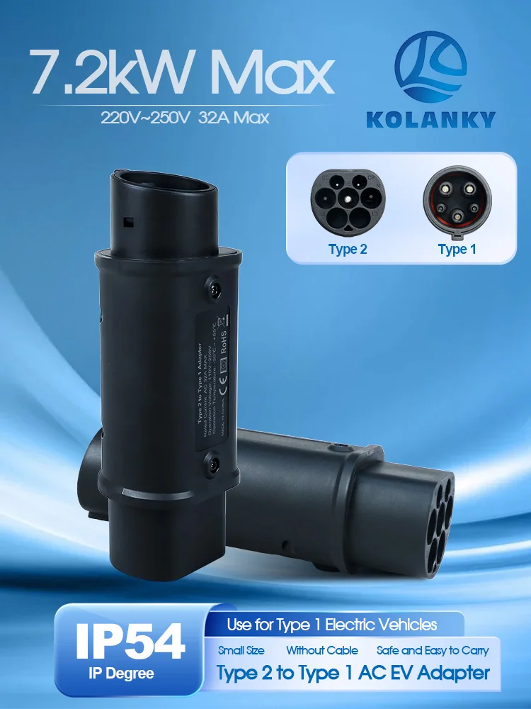 Adapter Kolanky 32A 7.2 KW Typ 2 na Typ 1, Konwerter Typ 1 na Typ 2, Adapter Typ 2 na GBT do ładowania samochodów elektrycznych — zdjęcie 2
