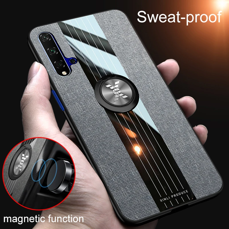 For Huawei Nova 5T Case Shockproof Holder Magnetic Car Ring Phone Case For Huawei Nova5T Nova 5 T 5T YAL-L21 Leather Back Cover