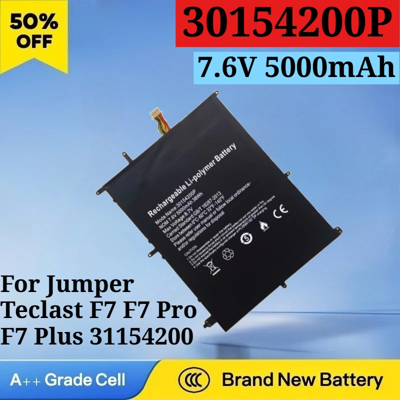 New 30154200P 7.6V 5000mAh 38Wh Laptop Battery for Jumper Teclast F7 F7 Pro F7 Plus Viadimira Nazora 19C 31154200 Replacement