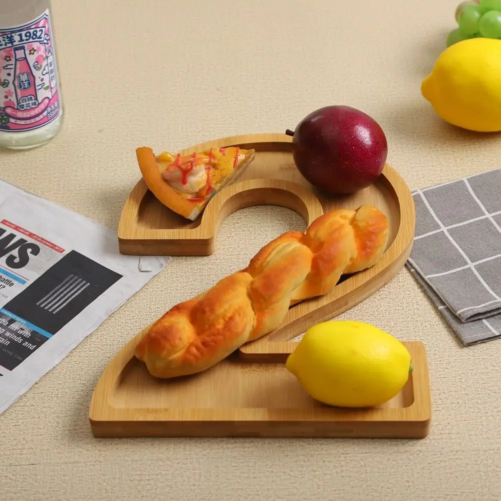 Large Wooden Number Charcuterie Board Fillable Practical Wood Number Serving Tray Decorative Number Food Tray for Home