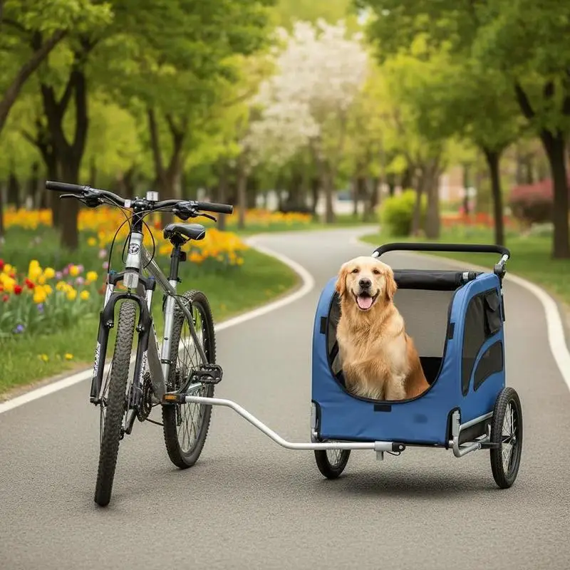 Remorque pour chien 45 kg 2-en-1, remorque de vélo en acier carbone + tissu Oxford 600D + PP pliable, 1440 x 725 x 845 mm en remorque, 1320 x 725 x 920 mm en poussette, remorque de jogging pour chien, bleu