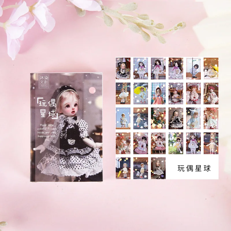 27 Pcs/Set Leisurely Garden Series Lomo Card Hand Painted Cartoon Doll and Cat Mini Postcard Photo Card Gift Stationery