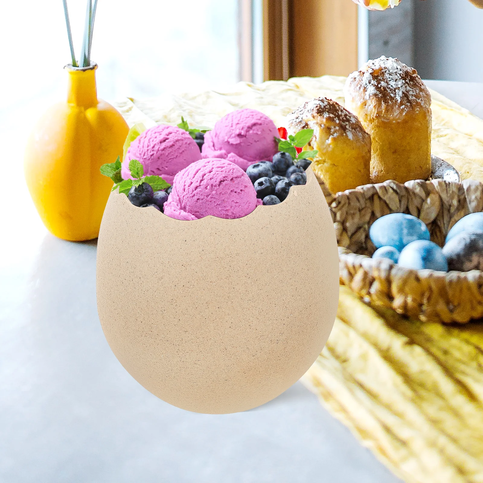 

Egg Shell Shaped Pastry Bowl Ice Cream Storage Container Premium Material Flower Pot Creative Shape Design Long Service Life Art